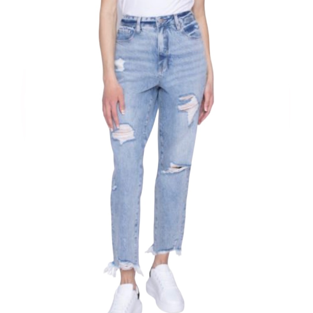 Blue Revival‎ Monaco Blue Boyfriend ankle Distressed Jeans Size 28